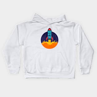 Mars Here We Come Spaceship Text Wrap Kids Hoodie